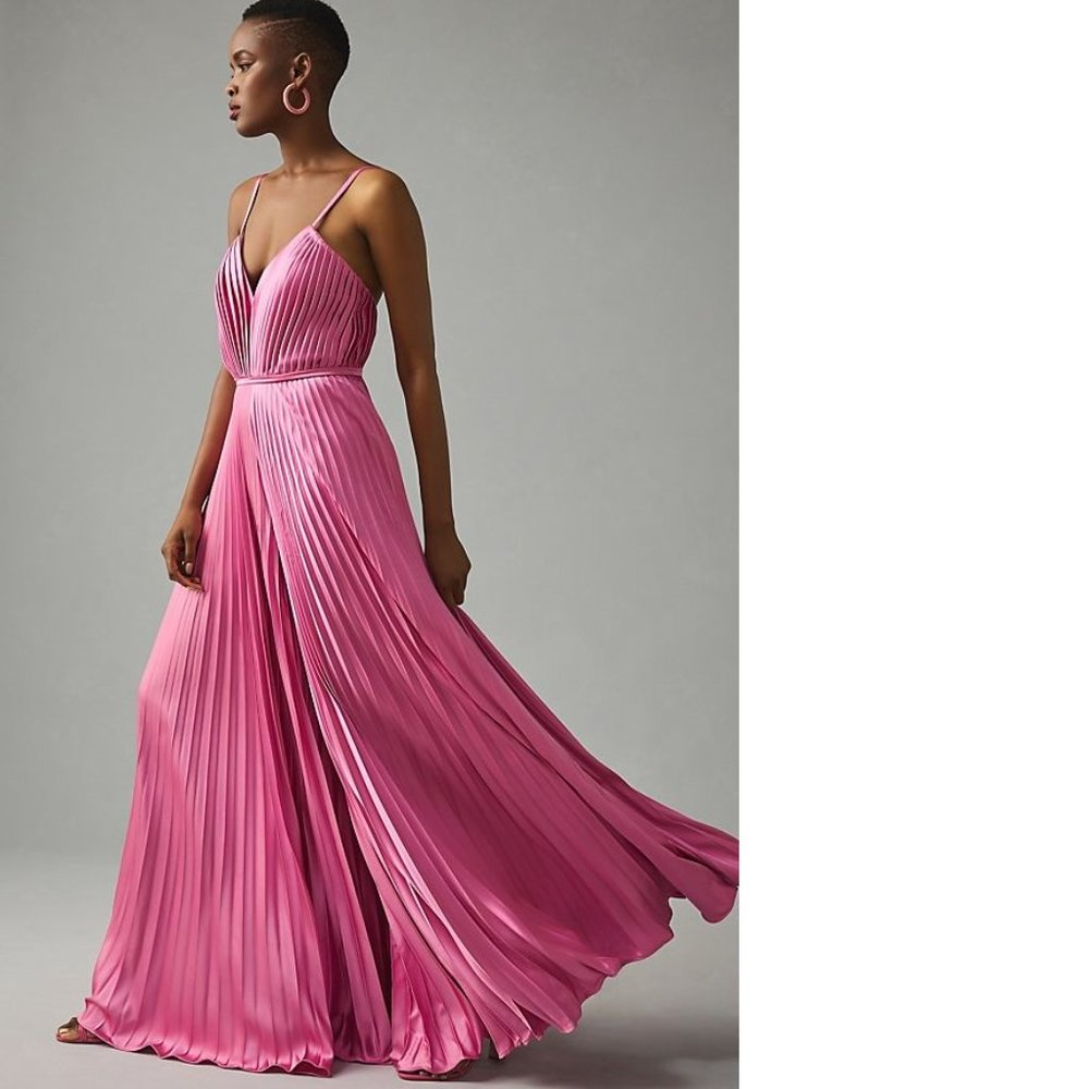 Anthropologie Ieena for Mac Duggal Pleated Wide-Leg Jumpsuit SIZE 14